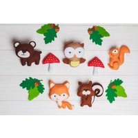 Filz Tiere Ornamente Bär Eule Reh Kinder Spielzeug Wald Kinderzimmer Dekor Magnete Für Kleinkinder Geschenk Baby Fuchs Ornament Cake Topper von MollisToys