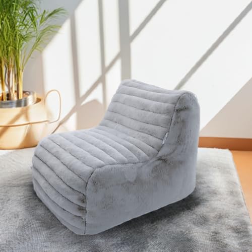 Mollismoons Sitzsack für Erwachsene, graues Fell Sitzsäcke Stuhl Sofa Sitzsack Stühle von Mollismoons
