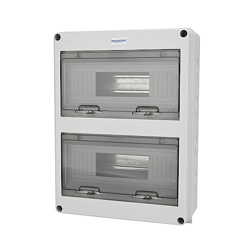 MOLLOM 24 Modules Leitungsschutzschalter MCB Verteilerschutzbox mit DIN-Schiene, IP65 wasserdicht, für den Innen- und Außenbereich von Mollom