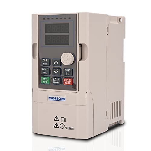MOLLOM VFD 1,5kW 2HP 5,1A 220V, Single oder Three Phase Input zu Three Phase Output Frequenzregler, Wechselrichter Konverter Variable Frequency Driver für Drehzahls-Kontrolle des CNC-Motors von Mollom