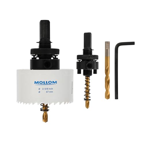 Mollom (67mm | 2-5/8") HSS M42 mit 8% Kobalt Bi-Metall-Lochsäge mit 2 Zentrierbohrern & Aufnahme, glatter Schnitt für PVC, Trockenbau, Holz, Kunststoff, Gipskarton, Gummiprojekte von Mollom