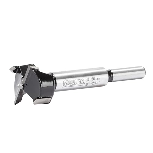Mollom 30mm (1-3/16") Forstnerbohrer mit langlebiger YG8 Hartmetall-Dicke von 2,0mm für präzise Holzbearbeitung. Ideal für Hartholz, Kunststoff und Sperrholz von Mollom