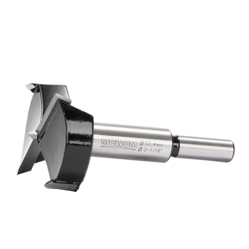 Mollom 52,4mm (2-1/16") Forstnerbohrer mit langlebiger YG8 Hartmetall-Dicke von 2,0mm für präzise Holzbearbeitung. Ideal für Hartholz, Kunststoff und Sperrholz von Mollom