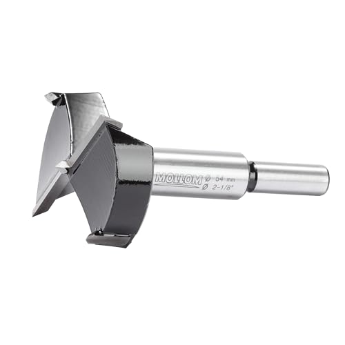 Mollom 54mm (2-1/8") Forstnerbohrer mit langlebiger YG8 Hartmetall-Dicke von 2,0mm für präzise Holzbearbeitung. Ideal für Hartholz, Kunststoff und Sperrholz von Mollom