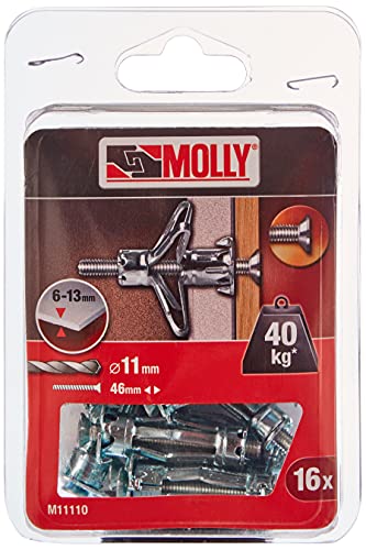 Molly m11110-xj Dübel Plätzchendose Expansion mit Schrauben M5 Ø 5 x 36 mm, grau, 16-teiliges Set von Molly