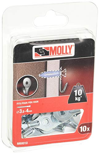 Molly m60010-xj Haken Gerichte für Schrauben Ø3,5-4 mm, silber, 10-teiliges Set von Molly