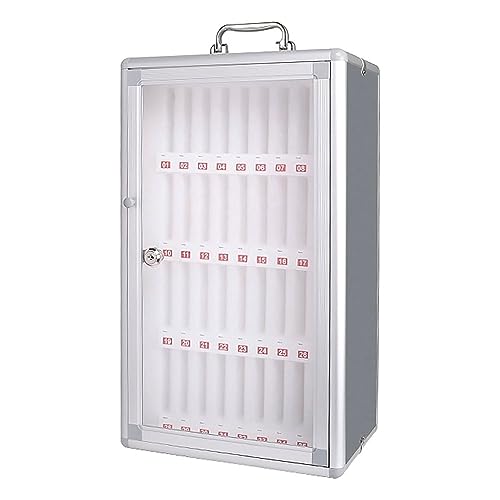 12/24/36 Slots Handy-Aufbewahrungsschrank Transparente Schul-Handy-Aufbewahrungsbox Abschließbarer Mitarbeiter-Telefon-Aufbewahrungsschrank (Color : Silver, S : 36) von MollyYou