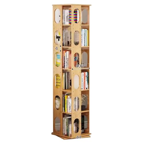 360-Grad-Bücherregal Aus Bambus Einfaches Bodenstehendes Bücherregal Für Das Wohnzimmer Für Schlafzimmer Wohnzimmer Arbeitszimmer Büro (Color : Brown, S : 44 * 194cm) von MollyYou