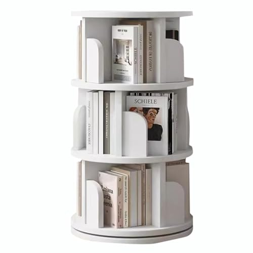 360-Grad-Bücherregal Aus Holz 3/4/5/6-stufiges 360-Grad-Display-Bücherregal Für Schlafzimmer Wohnzimmer Arbeitszimmer Büro (Color : Weiß, S : 46 * 98cm) von MollyYou