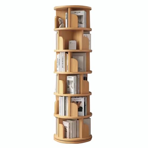 360-Grad-Bücherregal Aus Holz 3/4/5/6-stufiges 360-Grad-Display-Bücherregal Für Schlafzimmer Wohnzimmer Arbeitszimmer Büro (Color : Wood Color, S : 46 * 194cm) von MollyYou