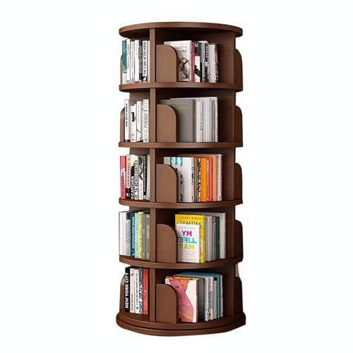 360-Grad-Bücherregal Aus Holz 5/6-stufiges Bodenstehendes Bücherregal Aus Holz Lagerregal Für Wohnzimmer Schlafzimmer Und Büro (Color : Brown, S : 50 * 160cm) von MollyYou