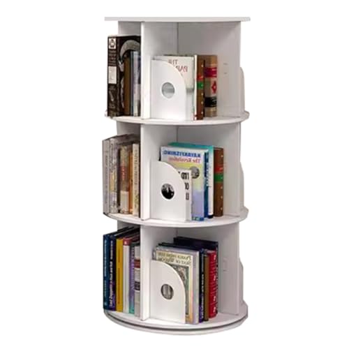 360-Grad-Bücherregal Mit 3/4/5 Ebenen Stehendes Bücherregal Für Kinder Und Erwachsene Schlafzimmer-Home-Office-Dekor (Color : Weiß, S : 39 * 97cm) von MollyYou