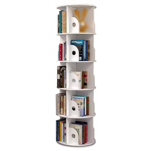 360-Grad-Bücherregal Mit 3/4/5 Ebenen Stehendes Bücherregal Für Kinder Und Erwachsene Schlafzimmer-Home-Office-Dekor (Color : Weiß, S : 46 * 159cm) von MollyYou