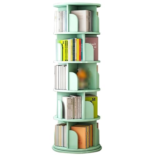 Bücherregal 360 Grad Drehbares Bücherregal Mit 5 Ebenen 360-Grad-Bücherregal Für Kinder Und Erwachsene Multifunktionales Bücherregal (Color : Green-B, S : 50 * 157cm) von MollyYou