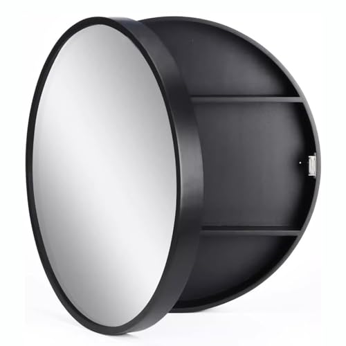 Runder Spiegelschrank Für Das Bad 50/60/70cm Runder Spiegelschrank Beleuchteter Spiegelschrank Für Das Badezimmer Mit Wandmontage Und Durchmesser(Schwarz,70cm/27.5in) von MollyYou