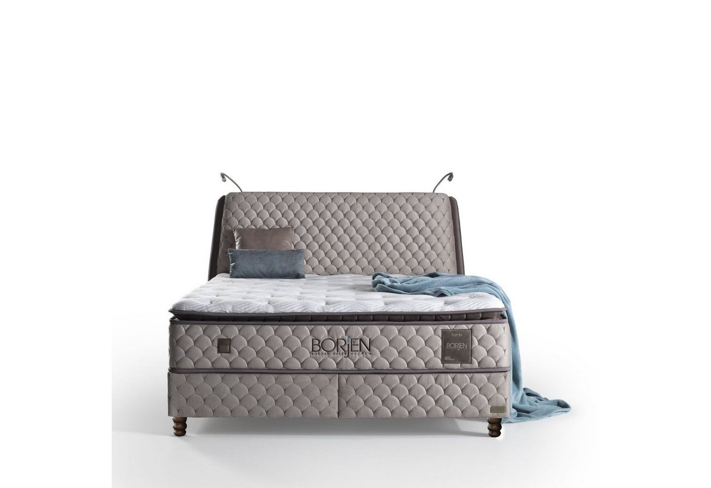 Moln Boxspringbett 9 Schichten mit Topper Höhe 32 cm Matratze 90x200 - 180x200 (Stauraumbett Boxspringbett 160x200 cm, Kostenlose Montage), 2x Bettkästen + Matratze + Kopfteile von Moln