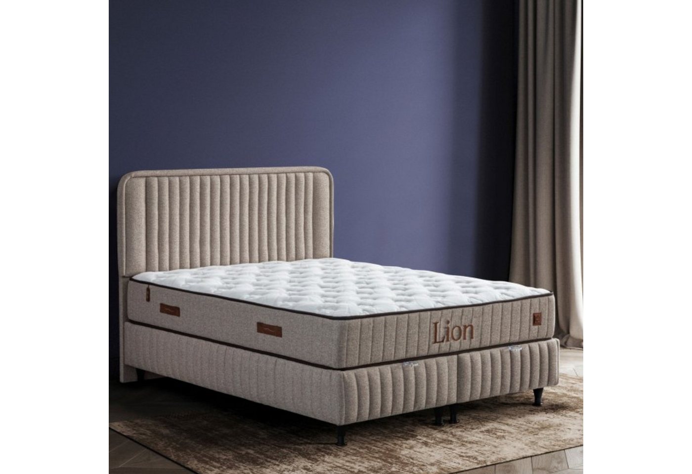 gowoll Boxspringbett Lion Bett Set mit Matratze Stauraum mit Bettkästen (140x200 160x200 180x200, Moln Lion Boxspringbett Set mit Matratze), Boxspringbett mit Matratze & Bettkästen von gowoll