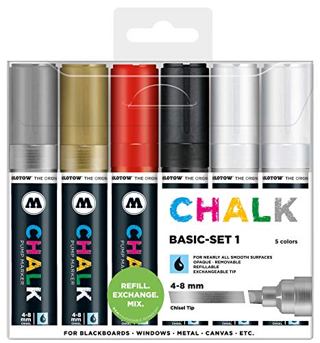 Molotow Kreidemarker Chalk Basic Set 1 - 4-8 mm, 6 Stück farblich sortiert von Molotow