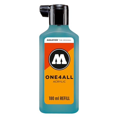 Molotow One4All Refill Acryl 180ml (Tinte zum Nachfüllen von Acrylmarkern, hochdeckend und permanent, schnell trocknend, für fast alle Untergründe) 254 olympiablau von Molotow