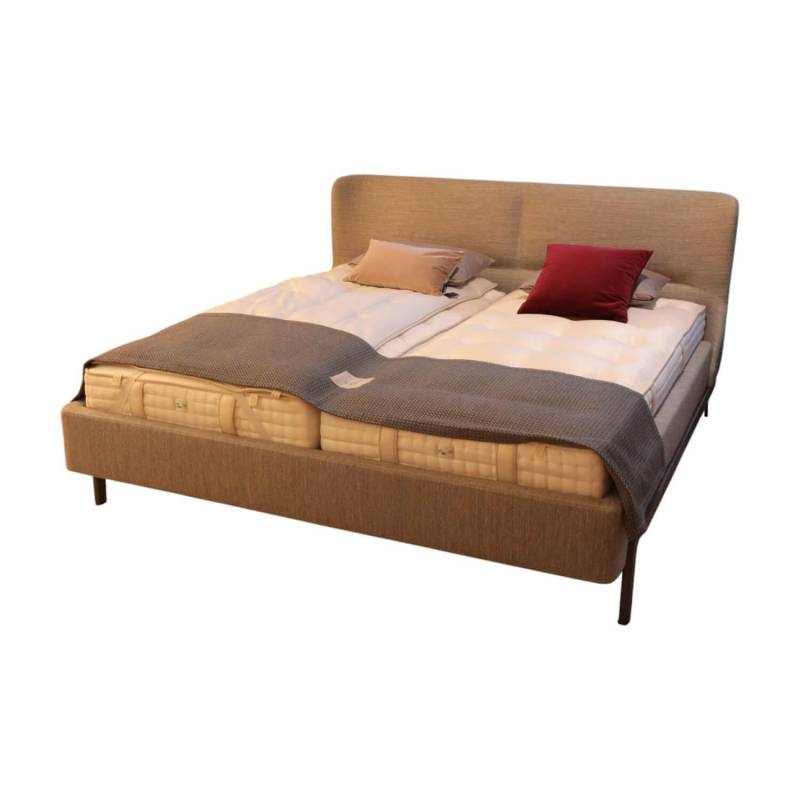 Doppelbett Fulham Fle 18a Stoff Wear WF 184 Grau Gestell Gebeiztes Kernholz Eich... von Molteni & C