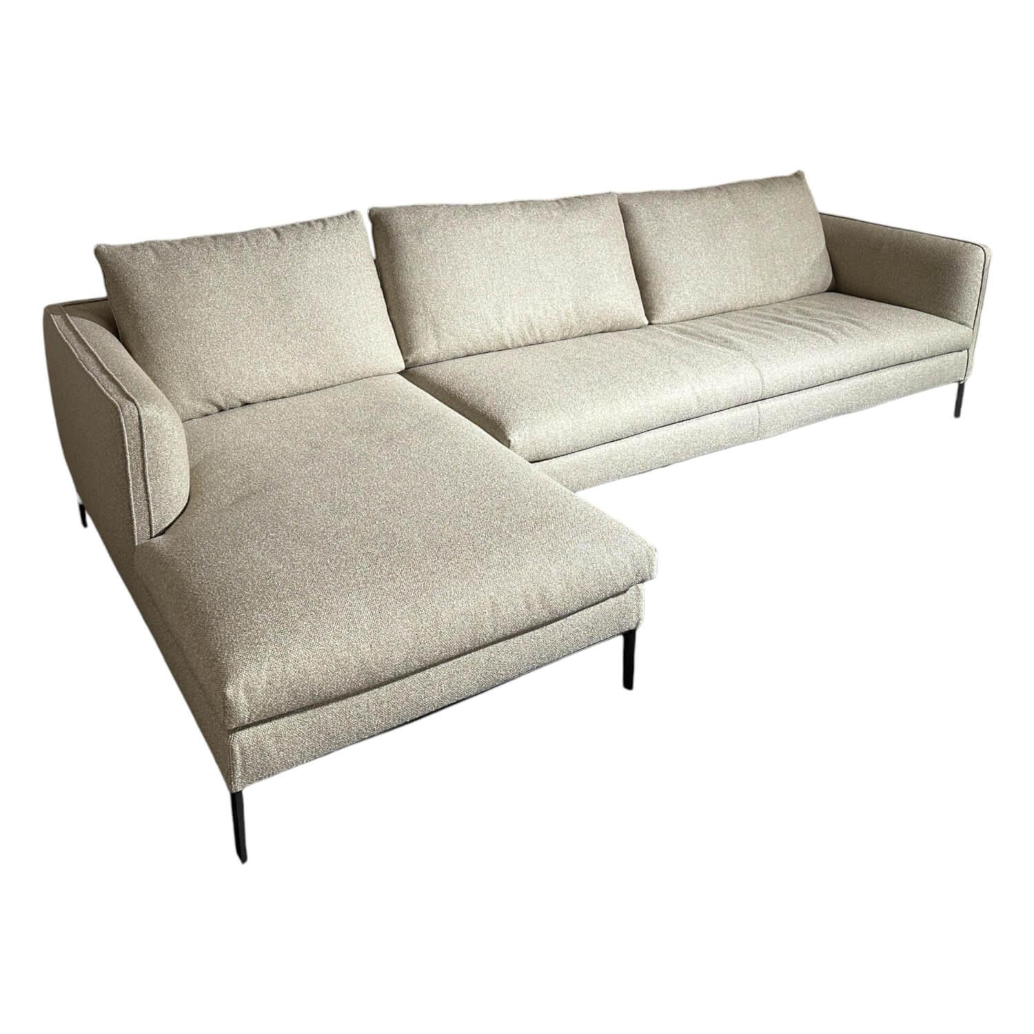 Ecksofa Paul Stoff KH520 Kiwi Grau Grün Gestell Zinnfarbig von Molteni & C