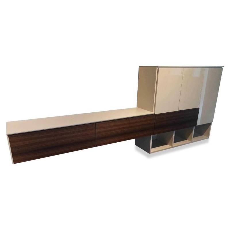 Wandhängeschrank 505 Holz Kieselgrau Eukalyptus von Molteni & C