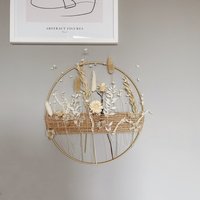 Eva Blumenkranz Metallring Mit Getrockneten Blumen Und Juteschnur, Trockenblumenkranz, Fensterkranz, Wanddekoration, Sommerblumen von Moltinghouse