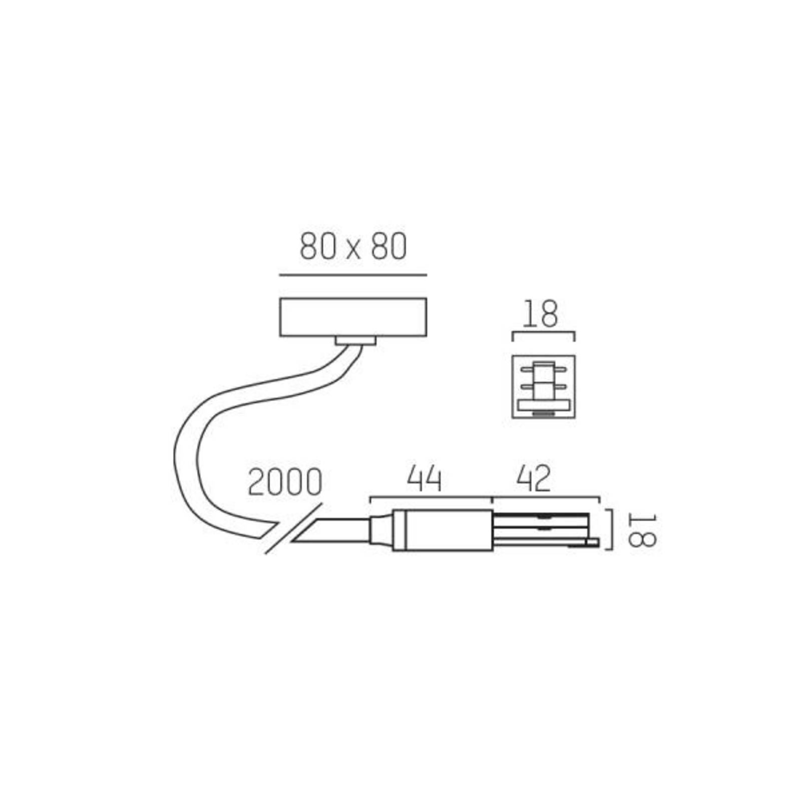 Endeinspeisung Volare, Kabel 2m, Baldachin, weiß von Molto Luce