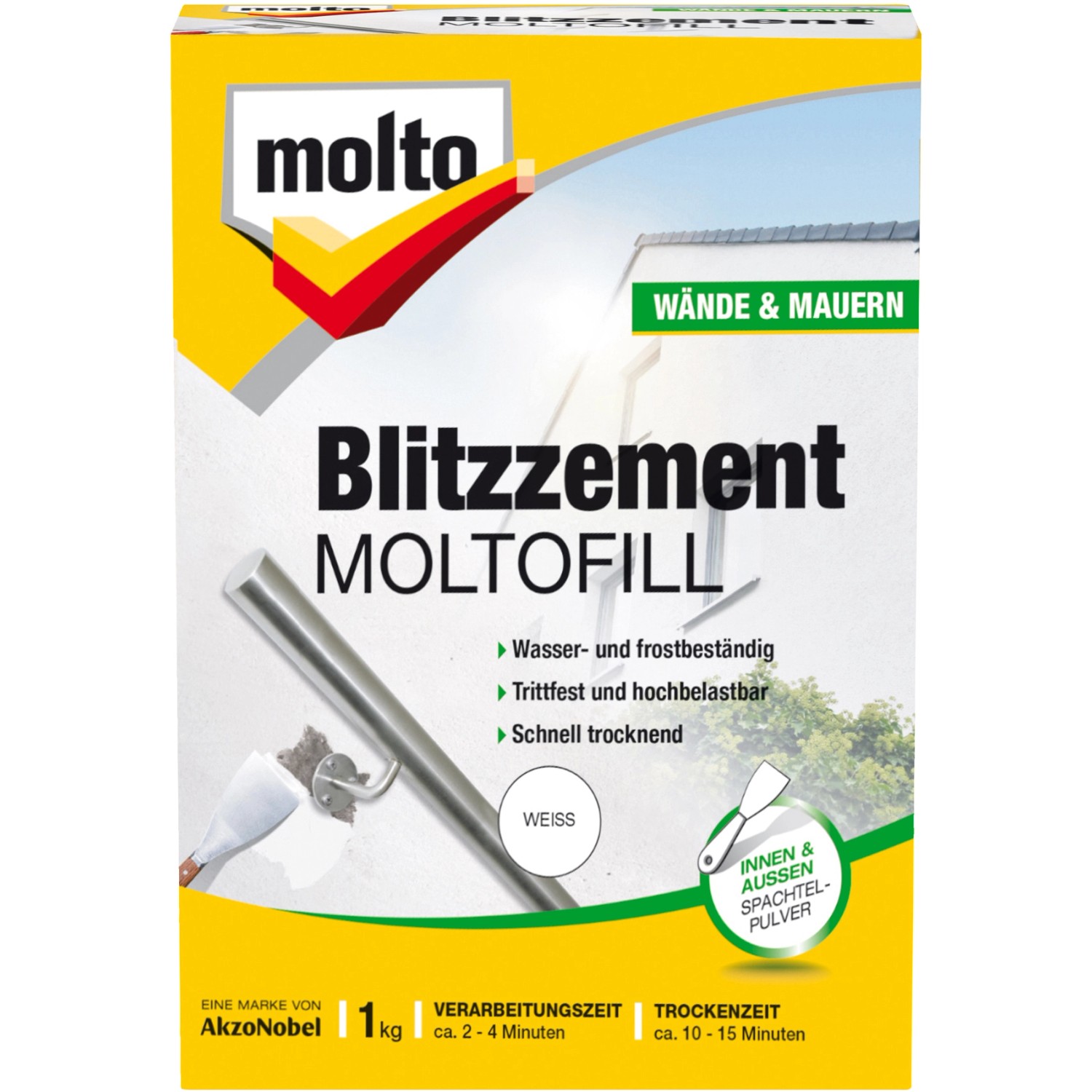 Molto Blitzzement Moltofill Außen- und Innen-Spachtelpulver Weiß 1 kg von Molto