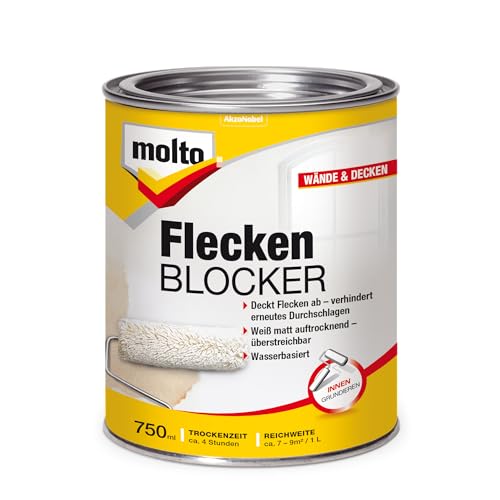 Molto Flecken Blocker, Zum dauerhaften Abdecken von Flecken an Decken und Wänden, Weiß, 750 ml von Molto