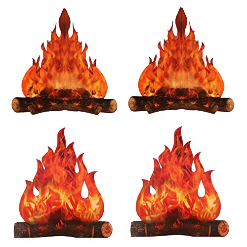 4 Pieces Dekorative Flamme Fackel, Künstliches Feuer, Lagerfeuer Herzstück, Pappe Lagerfeuer, für Lagerfeuer Dekoration, Camping Dekoration, Schießrequisiten von Molyorch