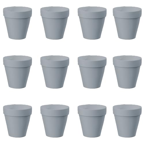 Molyorch 12 Stücke Wiederwendbar Terrakotta Blumentoepfe, Terrakotta Sukkulenten Töpfe, Ton Töpfe, für Innen und Außenbereiche für Pflanzen Handwerk Hochzeit Gunsten (5.5 * 5cm-grau) von Molyorch