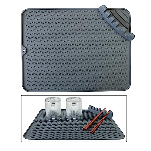 Molyorch Silikon Topfuntersetzer, Geschirr Silikonmatte, Trockenmatte Besteck, Abtropfmatte Silikon, Abtropfmatte Geschirr, für Reinigungsutensilien, Isoliermatte, Anti-Rutsch-Pad von Molyorch