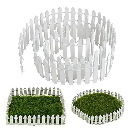 Weiß Miniaturzaun, Miniatur Gartenzaun, Miniatur Zaun, Lattenzaun Dekorative Zaun, für DIY Dekorationen Modellbau Garten, Kleiner Ornament, Zuschneidbar (Weiß) von Molyorch