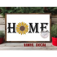 Zuhause Mit Sonnenblume Vinyl Aufkleber/Reisebecher, Holz Willkommen Türschild von MomAndBeyondDecals