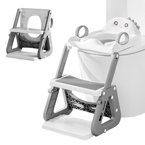 Toilettensitz Kinder mit Treppe, 2-in-1 Toilettenaufsatz WC Sitz Klositz für Kinder mit Dreiecksstruktur Töpfchen Toilettentrainer Tritthocker für Kleinkinder Jungen und Mädchen ab 2 Jahre von MomTend