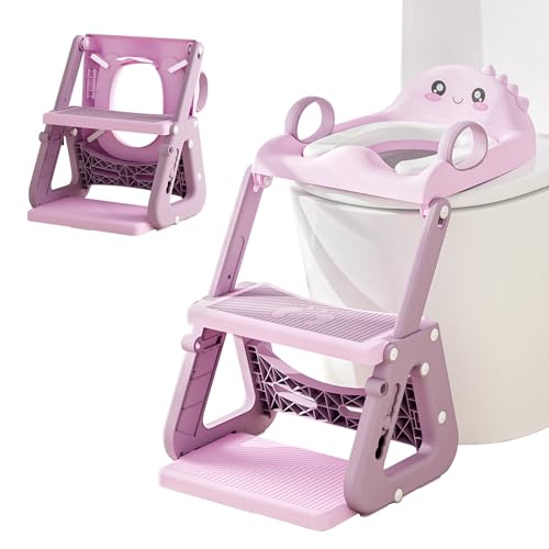 Toilettensitz Kinder mit Treppe, 2-in-1 Toilettenaufsatz WC Sitz Klositz für Kinder mit Dreiecksstruktur Töpfchen Toilettentrainer Tritthocker für Kleinkinder Jungen und Mädchen ab 2 Jahre von MomTend