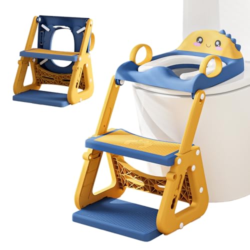 Toilettensitz Kinder mit Treppe, 2-in-1 Toilettenaufsatz WC Sitz Klositz für Kinder mit Dreiecksstruktur Töpfchen Toilettentrainer Tritthocker für Kleinkinder Jungen und Mädchen ab 2 Jahre von MomTend