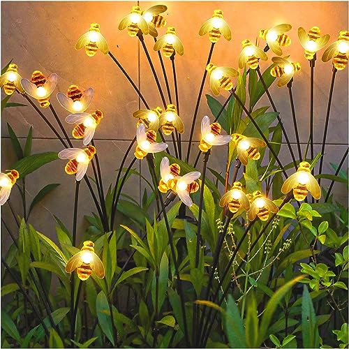 Moman Firefly Solar Gartenleuchten für Außen, 4 PCS 8 LED Solarlampen Glühwürmchen Lichter Wasserdicht(Biene) für Garten Terrasse Hof 2 Modi 600mAh, Glühwürmchen-LED-Solarleuchten-Außen-Garten von Moman