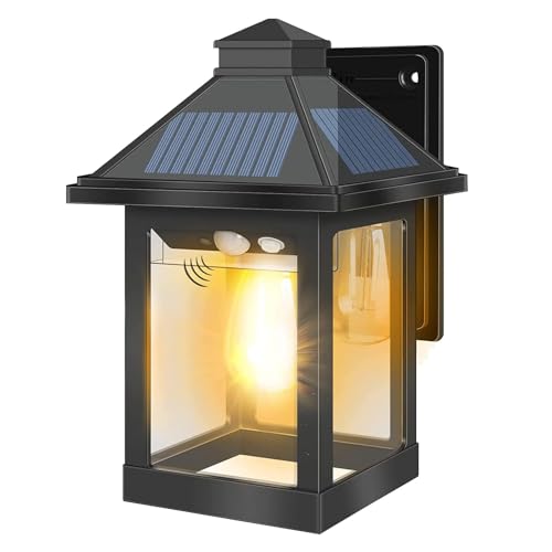 Moman Solarlampe für Außen, Vintage Solarleuchte mit Bewegungsmelder 2200mAh Solar Wandleuchte 3 Modi IP65 Wasserdicht für Garten Zaun Garage, Solarlampe-Außen-LED-Bewegungsmelder-Licht von Moman