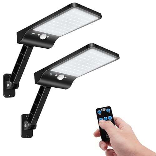 Moman Solarlampen für Außen mit Bewegungsmelder, 2 Stück Solarleuchte mit Fernbedienung 2200mAh 3 Modi IP65 Wasserdicht 56 LED Solarlicht Schwarz, Solarlampe-Außen-Bewegungsmelder-LED-Solarleucht von Moman