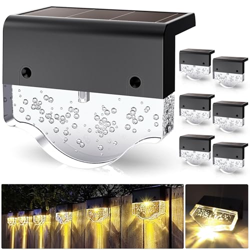 Moman Solarlleuchten für Außen Garten, 6 Stücke LED Solarlampen für Garten Warmweiß 2 Modi IP55 Wasserdicht für Zaun Terrasse Treppen Stufen(YuanBao), Solarlampen-Außen-Garten-LED-Solarleuchte von Moman