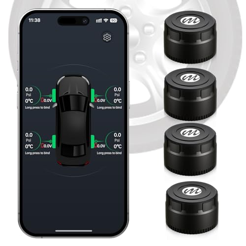 ​​Moman TPMS Reifendruckkontrollsystem 4 Sensoren, Reifendruck & Temperatur Alarmfunktion, Drahtlos Nur iOS​​ für Van RV LKW SUV(0-16 bar) von Moman
