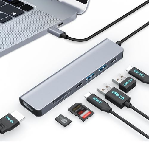 Moman Docking Station, USB C Hub 7 in 1 mit 100W PD, 4K@30Hz HDMI, 5Gbps USB 3.0, USB 2.0, USB C, SD/TF Kartenleser für Maus, Tastatur, U Disk, Flash Drive, Mobile Moman Docking Station, USB C Hub 7 in 1 mit 100W PD, 4K@30Hz HDMI, 5Gbps USB 3.0, USB 2.0, USB C, SD/TF Kartenleser für Maus, Tastatur, U Disk, Flash Drive, Mobile von Moman