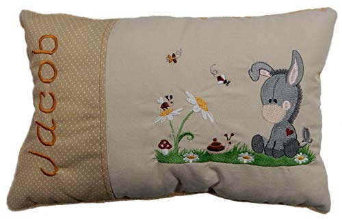Momelie Beiges Schmusekissen * Kuschelkissen * Esel auf Weide * mit Namen Bestickt * ca. 25 * 40 cm groß * SK-be_0030 Momelie Beiges Schmusekissen * Kuschelkissen * Esel auf Weide * mit Namen Bestickt * ca. 25 * 40 cm groß * SK-be_0030 von Momelie