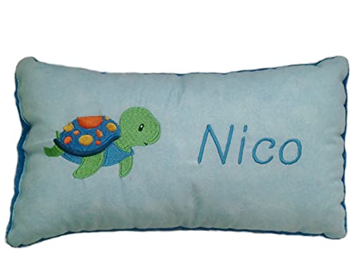 Momelie Blaues Schmusekissen * Kuschelkissen * Schildkröte * mit Namen Bestickt * 17 x 29 cm * SK-bl_0039 Momelie Blaues Schmusekissen * Kuschelkissen * Schildkröte * mit Namen Bestickt * 17 x 29 cm * SK-bl_0039 von Momelie