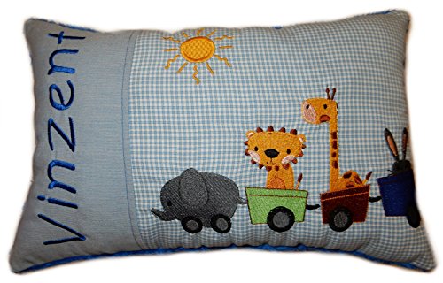 Momelie Blaues Schmusekissen * Kuschelkissen * Tierzug * mit Namen Bestickt * ca. 25 * 40 cm groß * SK-bl_0102 Momelie Blaues Schmusekissen * Kuschelkissen * Tierzug * mit Namen Bestickt * ca. 25 * 40 cm groß * SK-bl_0102 von Momelie