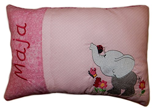 Momelie Großes rosa Schmusekissen * Kuschelkissen * Elefant * mit Namen Bestickt * ca. 25 * 40 cm groß * SK-pi_0072 von Momelie