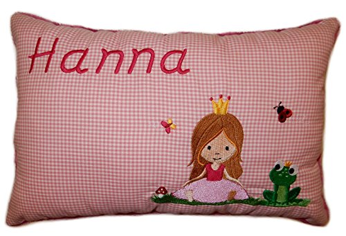 Momelie Großes rosa Schmusekissen * Kuschelkissen * Prinzessin * mit Namen Bestickt * ca. 25 * 40 cm groß * SK-pi_0081 von Momelie