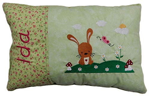 Momelie Grünes Schmusekissen * Kuschelkissen * Hase * mit Namen Bestickt * ca. 25 * 40 cm groß * SK-gn_0062 Momelie Grünes Schmusekissen * Kuschelkissen * Hase * mit Namen Bestickt * ca. 25 * 40 cm groß * SK-gn_0062 von Momelie